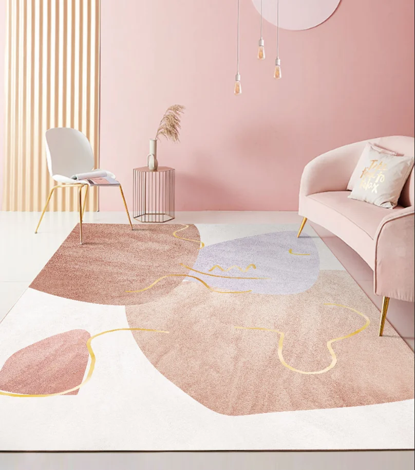 Modern Nordic Carpet Living Room 3D Print Pink Colorful Decoration Bedroom Large Area Rug Non-slip Girl Study Room Mat Bedside