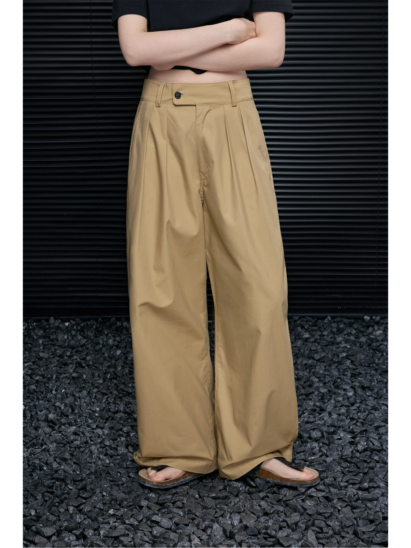 

Pure Cotton Straight Leg Wide Leg Casual Pants Women's Loose Lazy Sle Spring New Arrival Street Sle Simple Design