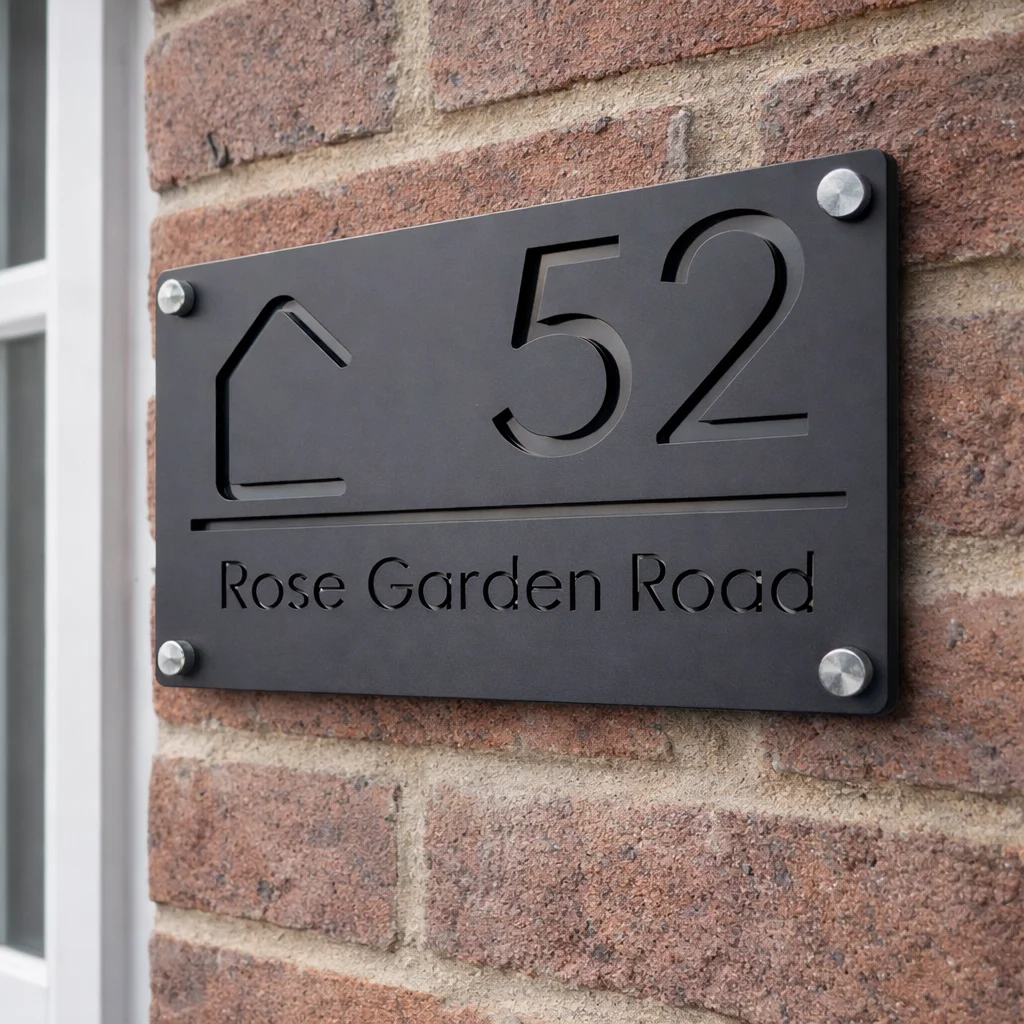 

Изготовленная на заказ акриловая вывеска с номером дома с логотипом, глянцево-серая персонализированная адресная табличка, современное наружное водонепроницаемое украшение стены