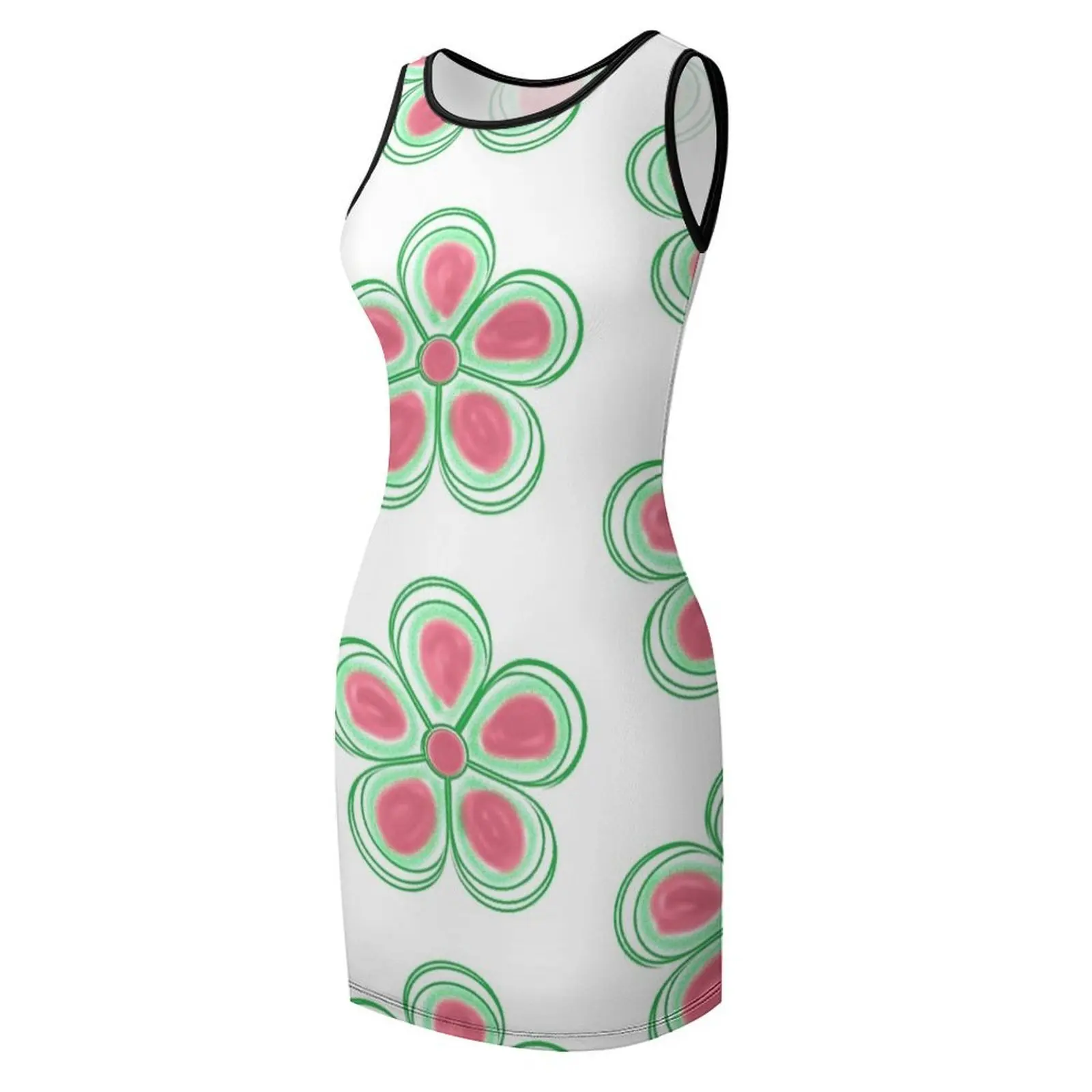 فستان صيفي بدون أكمام مزين بالزهور باللون الأخضر للأبد ملابس نسائية موضة 2025 فساتين لحضور الحفلات الموسيقية فساتين السيدات للنساء 2025 #4