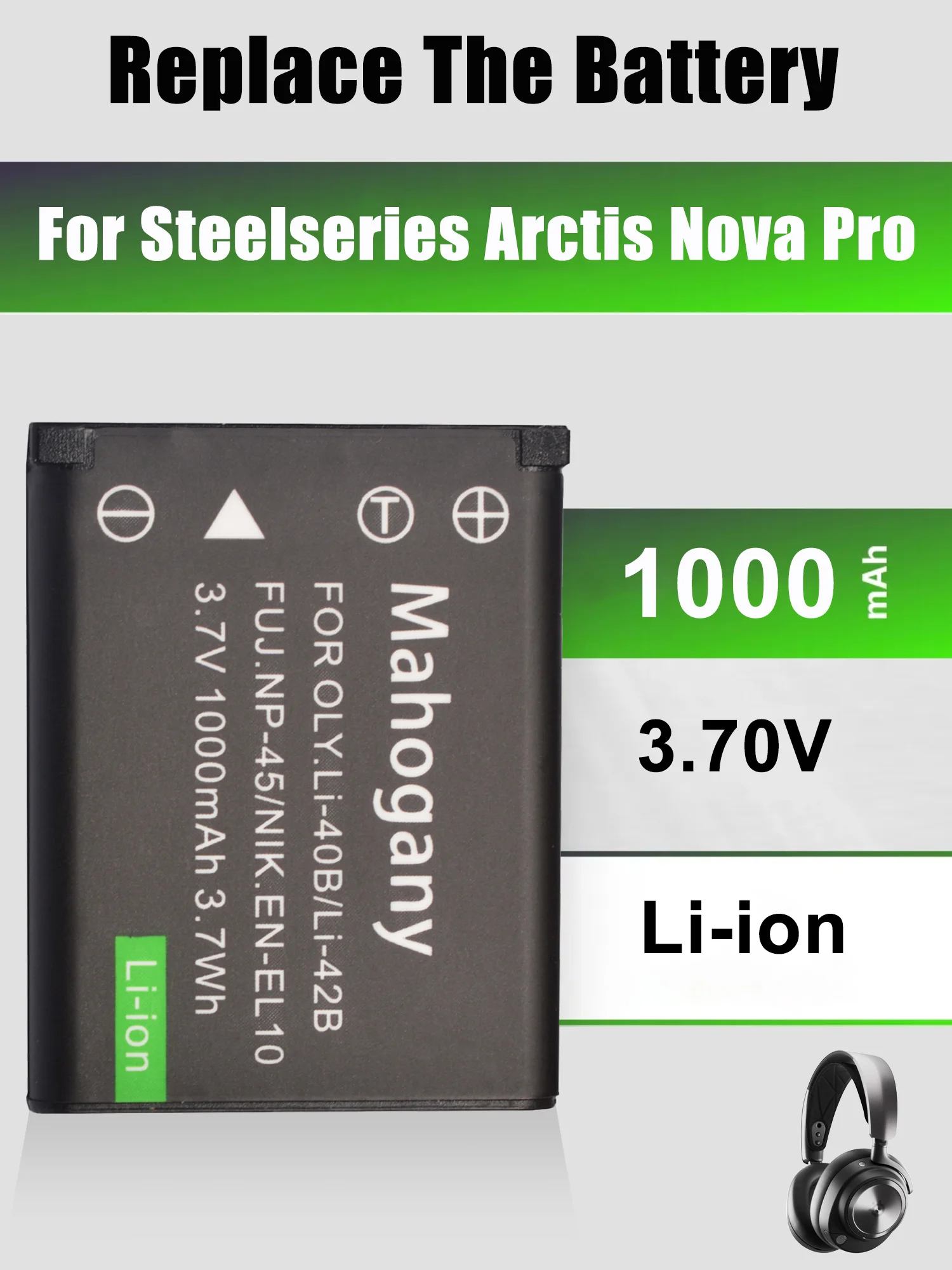 NP-45 Battery Replacement for Steelseries Arctis Nova Pro Wireless Headset