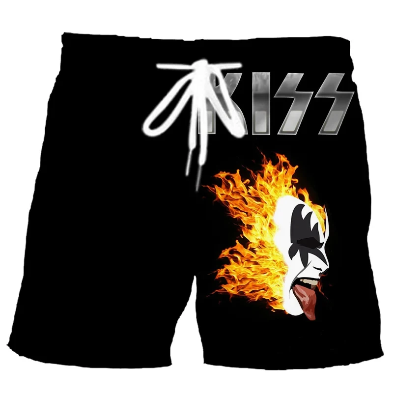 قبلة روك باند ثلاثية الأبعاد مطبوعة شورتات للبحر الرجال موضة عادية مجلس السراويل سراويل للسباحة الذكور سراويل قصيرة رجل ملابس السباحة