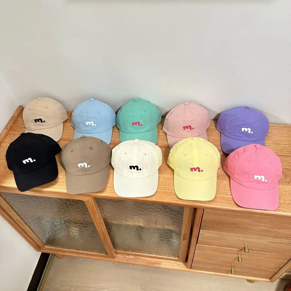 

Letter M Children Baseball Hat Candy Color Breathable Quick Drying Sun Hat Sunscreen Embroiderey Teenagers Peaked Cap Kids