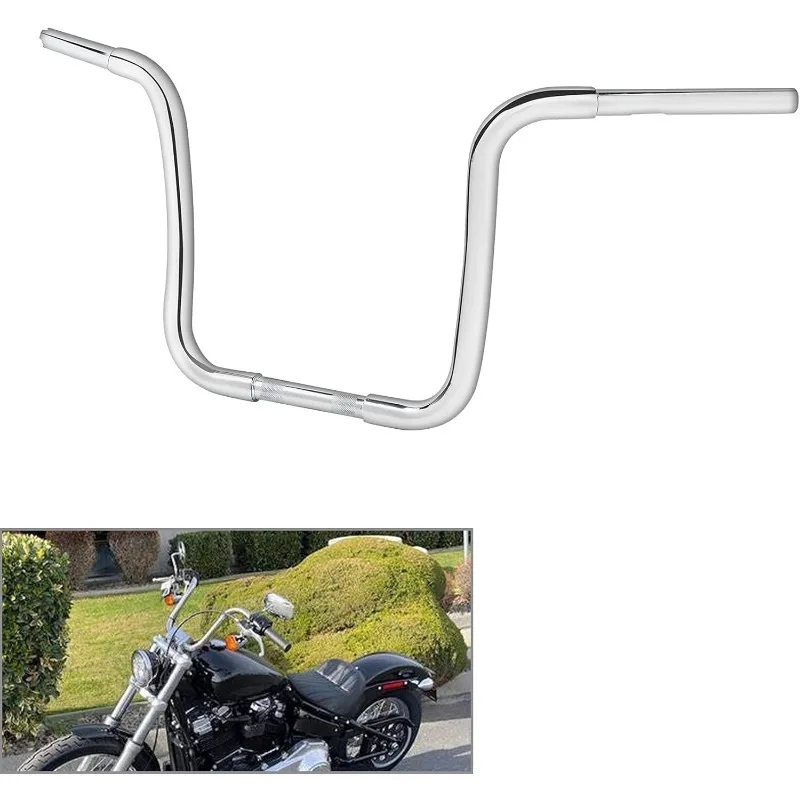 Manillar de motocicleta Green-L, colgador de abeja de 1 1/4" apto para Sportster XL883 XL1200 Softail FLST FXST (estilo A cromado, aumento de 14")