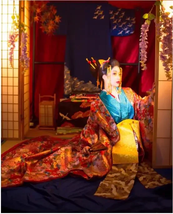 High End Fashion Party Traditional Japanese Women's Kimono, Cosplay Kui Kimono Set