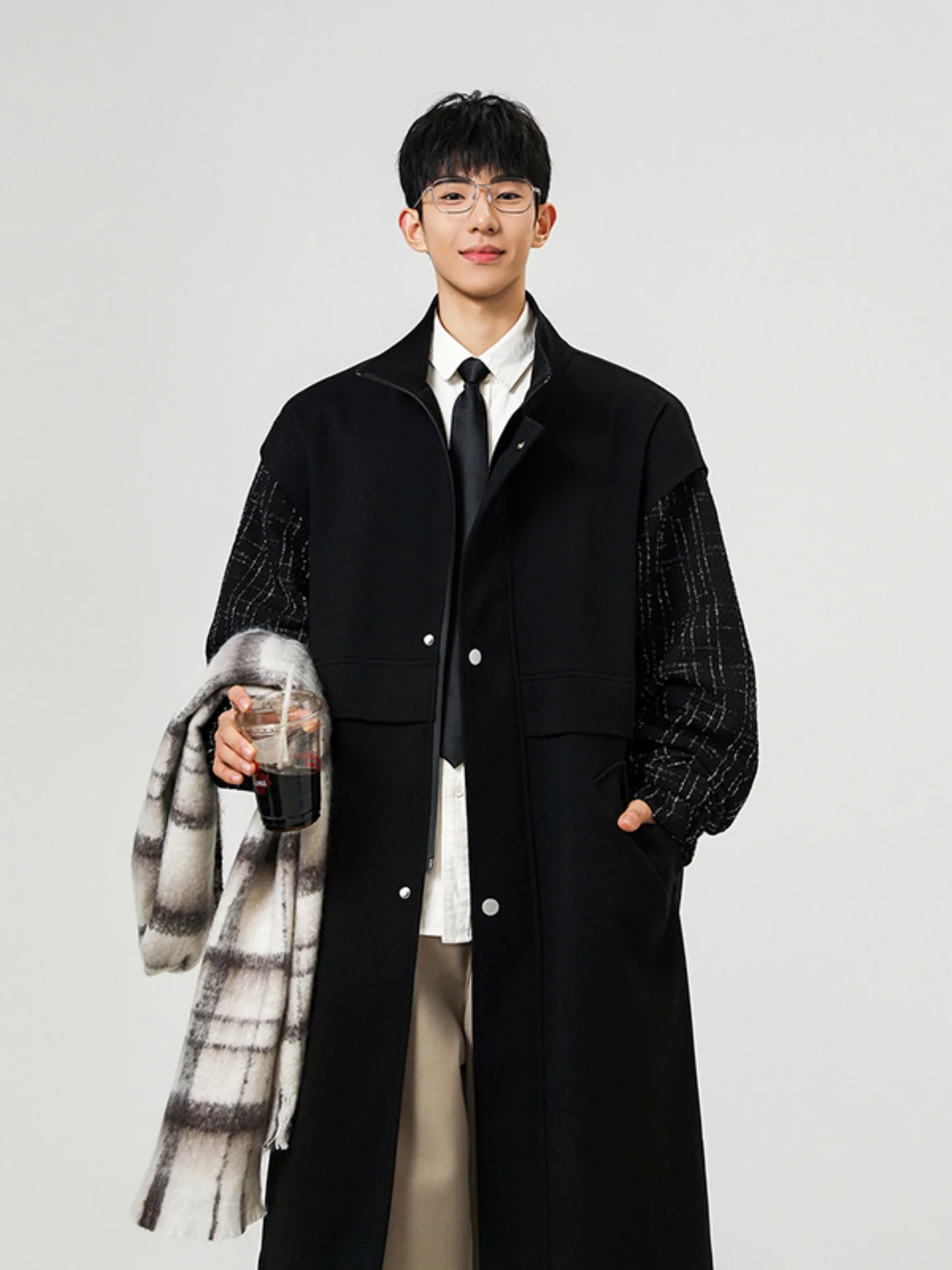 

Men's Long Over-Knee Faionable Woolen Coat 2025 New Sle Casual Chic Windbreaker Outerwear Youth Autumn Thiened Zipper