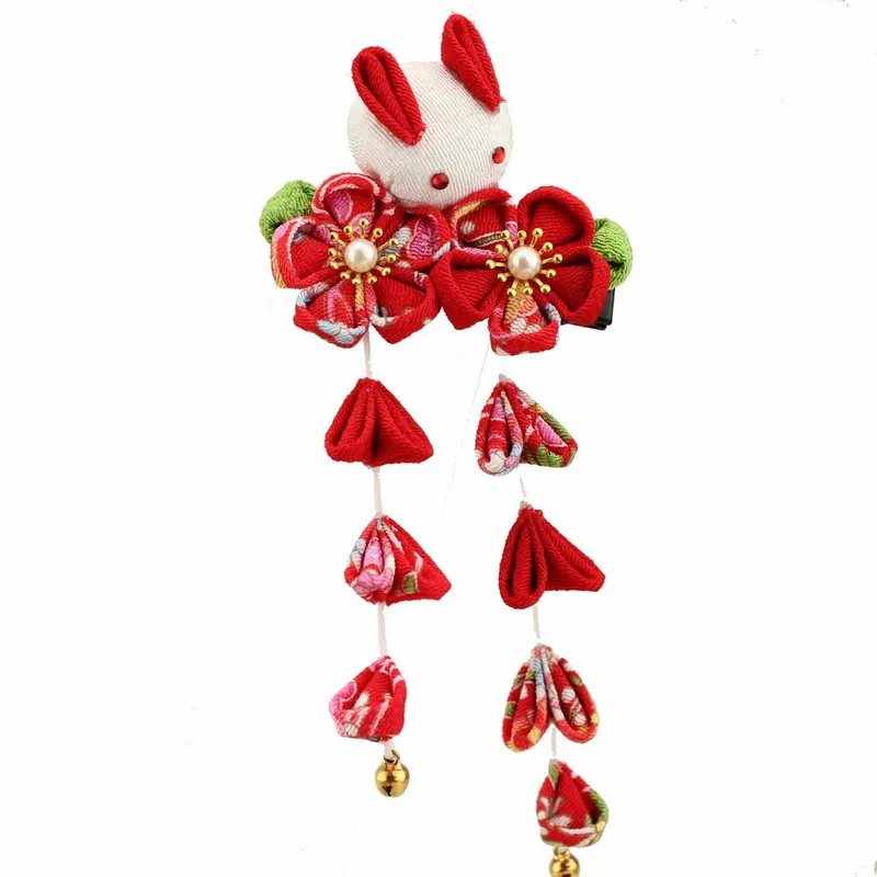 

Japanese Style Kanzashi Hair Clips Fall Flower Girl Festival Coming of Age Sakura Kimono Yukata Gift HW093