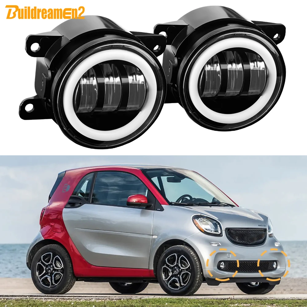 1 Pair 30W H11 LED Fog Light For Smart Fortwo (W453) 2014-2019 Car Angel Eye Fog Daytime Running Turn Lamp 6000LM 12V