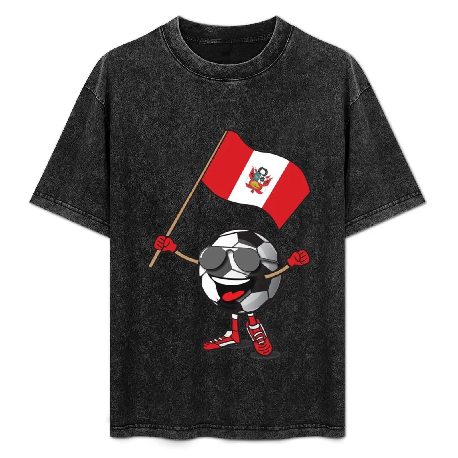 Peru Football Team Soccer Ball With National Flag Fan Shirt T-Shirt vintage heavyweights tee shirts for men