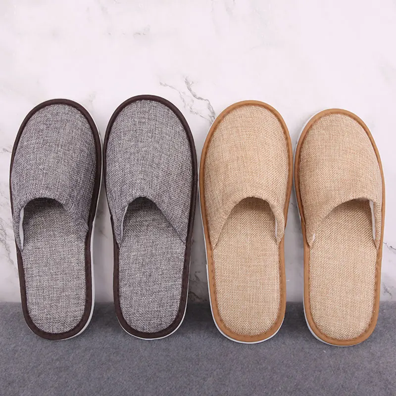 

New Casual Unisex Indoor Home Slippers Soft Cotton Linen Material Comfortable round Toe Fashionable Spring Autumn Seasonal Wear