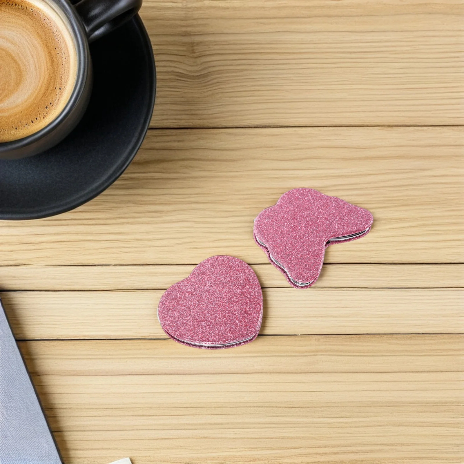 2 pezzi mini specchio portatile piccolo trucco pieghevole compatto cuore bifacciale borsa da viaggio ad alta definizione portatile