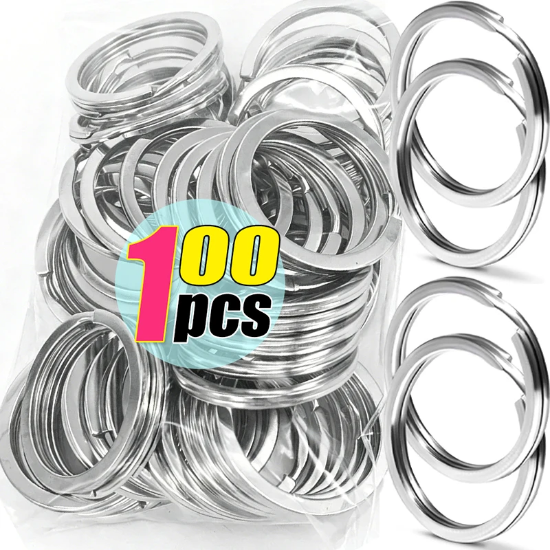 25/28/30/32/35mm Stainless Steel Key Rings Polished Silver Round Flat Wire Split Key Ring for DIY Jewelry Making Car Keyring