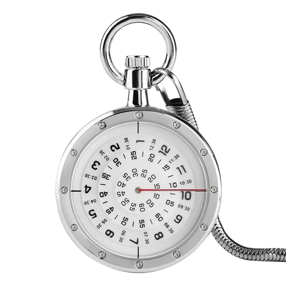 

Minimalism Three-layer Second Disk Serpentine Design Hollow Movement Quartz Pocket Watch Pendant Gift With Chain Pocket Watches