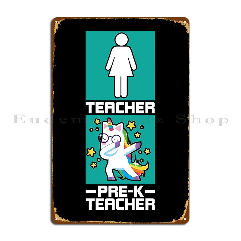 Pre K Teacher Dabbing Magical Unicorn Preschool Teacher Gift Design Metal Signs Garage Garage Designing Kitchen Tin Sign Poster