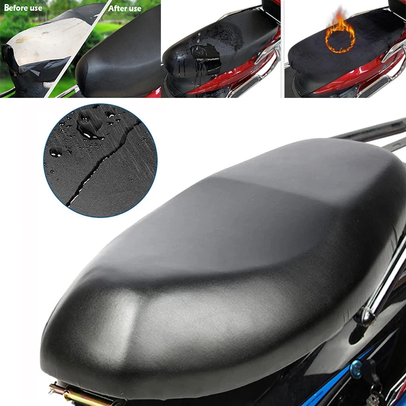 Motorcycle Seat Cover Waterproof Rain Dustproof Motorbike Scooter Cushion Seat for Sun Protection with Stretch Leather Bag