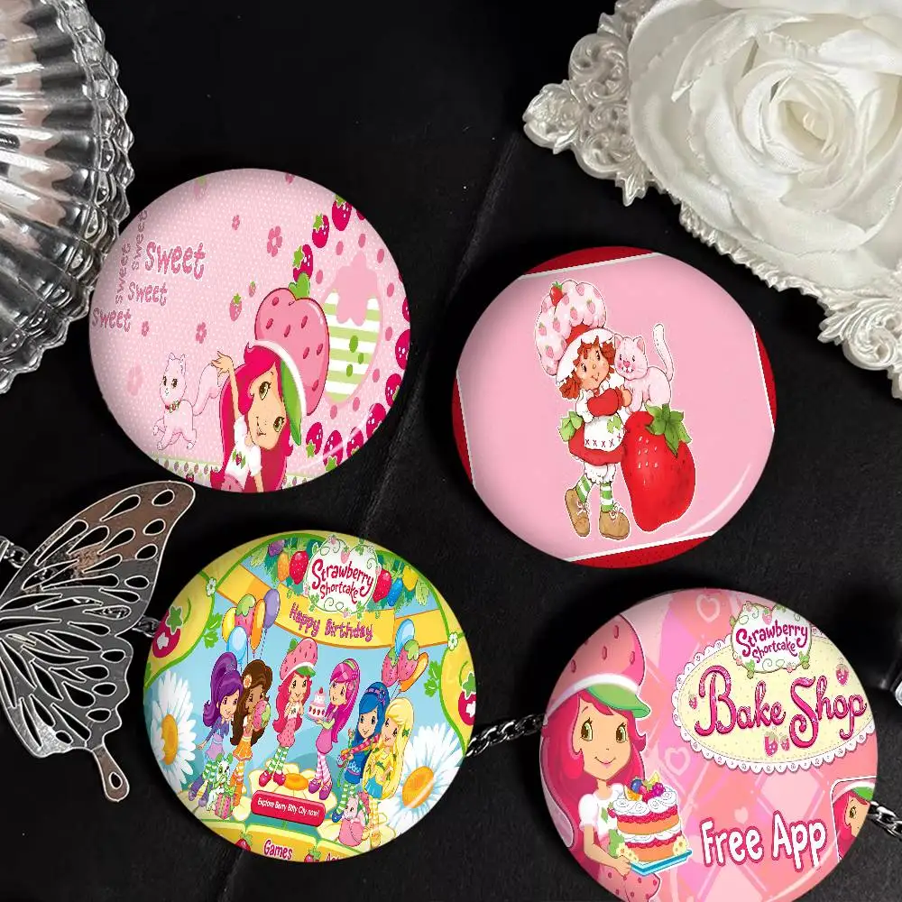 S-strawberry-shortcakeS Creative Pins Funny Round Snap-in Brooch Badge Backpack Hat Accessories Jewelry Gifts for Friend