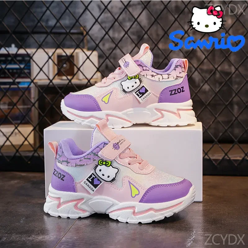 Sanrio Hello Kitty Girls Cartoon Sneakers Kawaii Anime scarpe sportive per bambini scarpe da corsa Casual traspiranti regalo confortevole