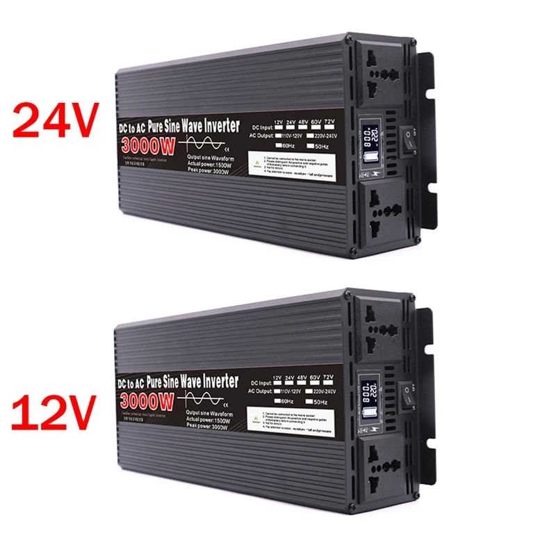 1 Set Pure Sine Wave Inverter Transformer Power Converter Outdoor Inverter Car Home 12V To AC 220V 3000W