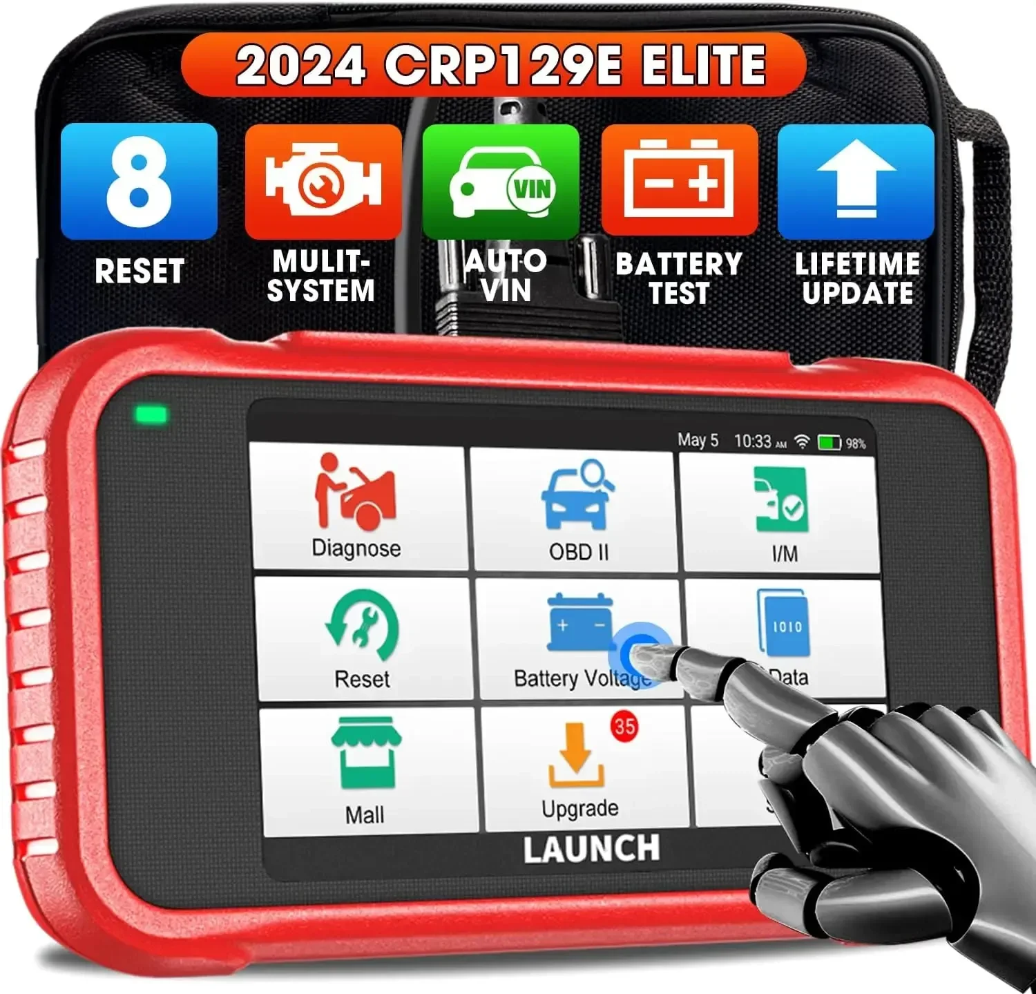 Launch 2024 Version CRP129E V2.0 OBD2 Creader Elite Four System Diagnostic Tool Auto VIN Code Reader Software Free Update