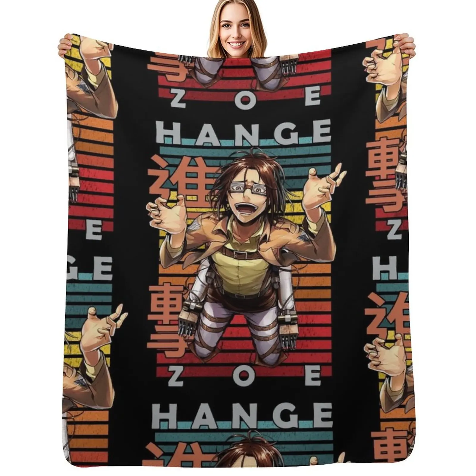 

Hange Zoe Retro Anime Design Throw Blanket Shaggy Luxury Thicken Large Furrys Blanket