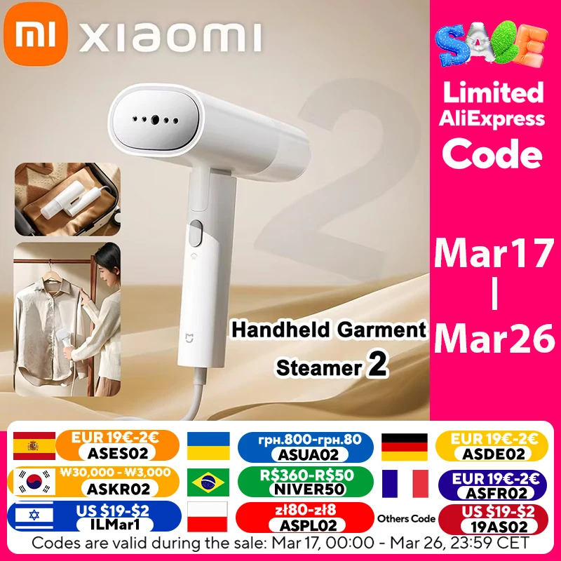 Original XIAOMI MIJIA Handheld Garment Steamer Iron Steam Cleaner for Cloth Home Electric Hanging Mite Removal Steamer Garment 2