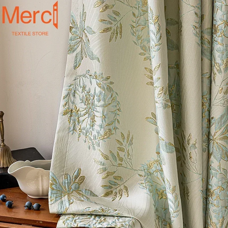

French Botanical Jacquard Gilt Cream Beige Chinese Style High-precision Embossed Curtains for Living Dining Room Bedroom Custom