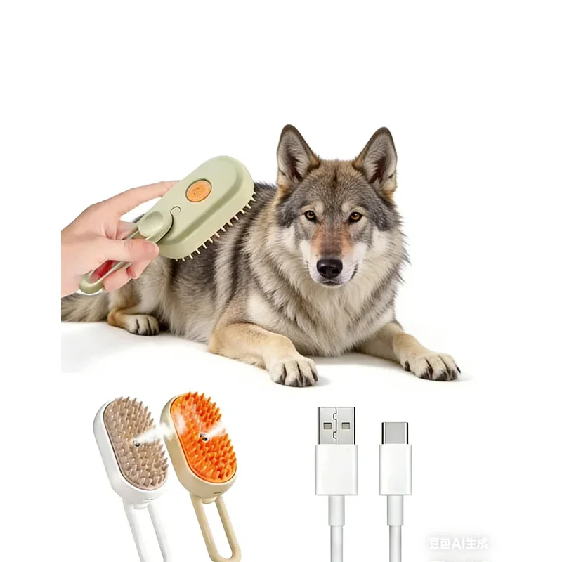 

3-in-1 Steamy Pet Brush Electric Spray Cat Dog Massage Comb for Hair Removal Detangling