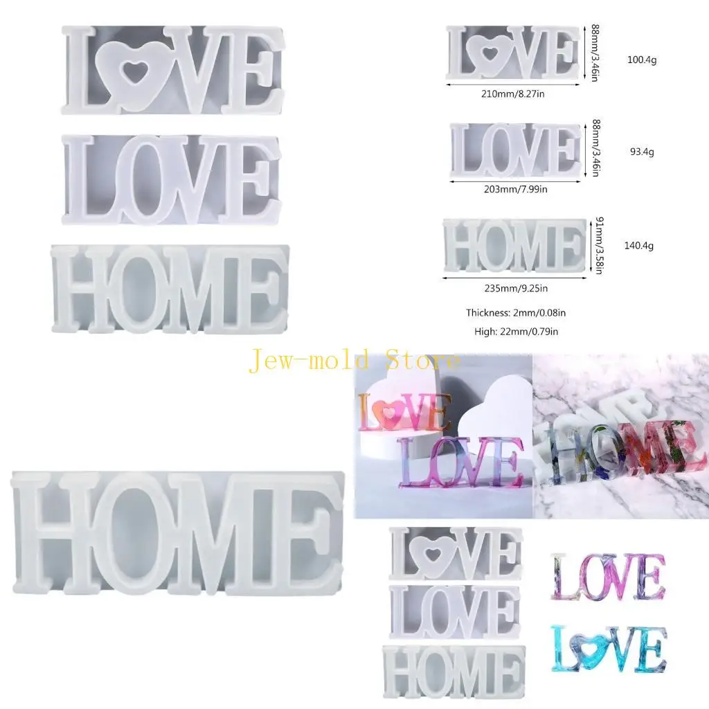 

C71B Love Home Silicone Mould English Letters Epoxy Resin Mould for Casting Home Decor Jewelry Making Tool Wall Decors Mold