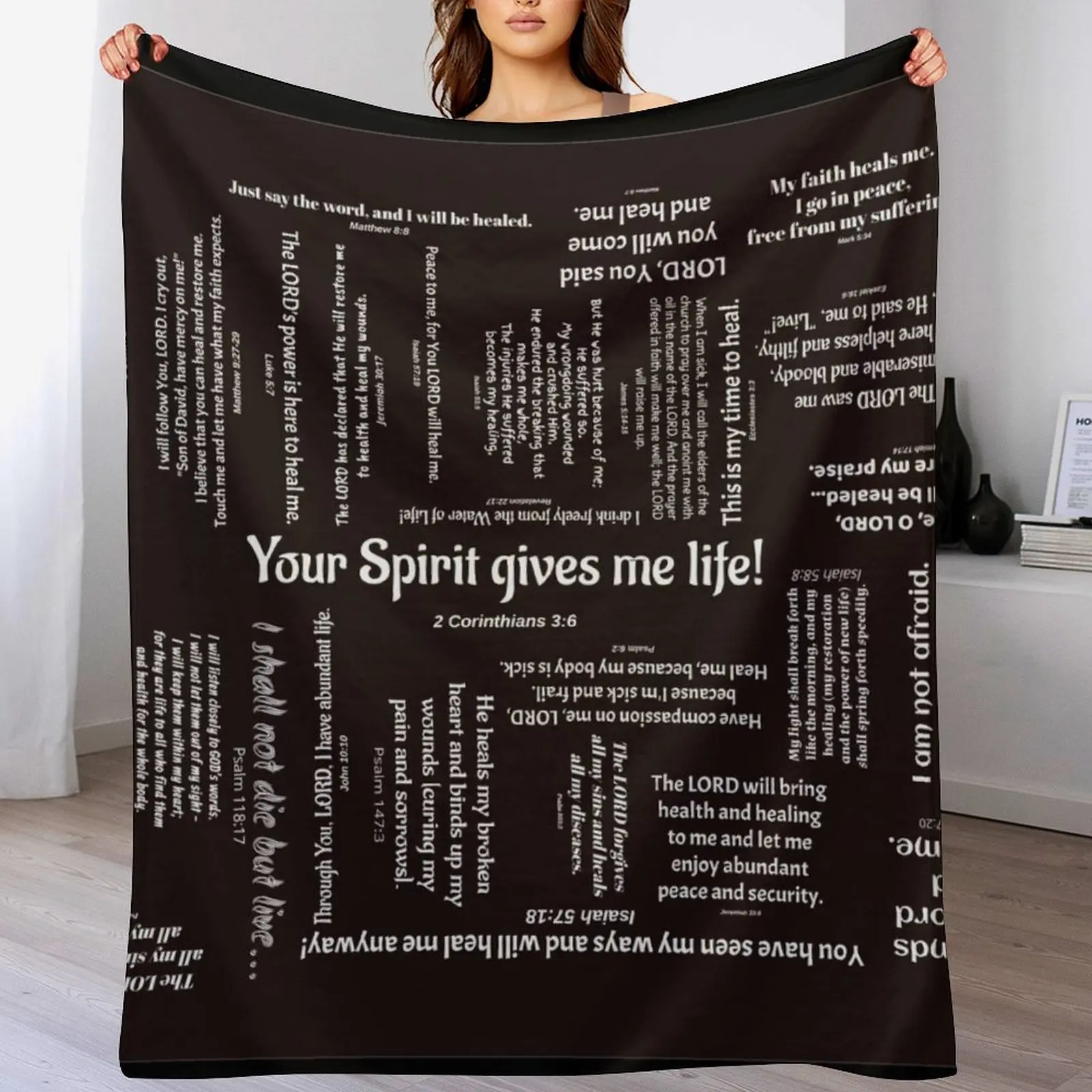 Healing Scriptures Blanket - Black Throw Blanket Shaggy Hair Luxury Thicken Blankets