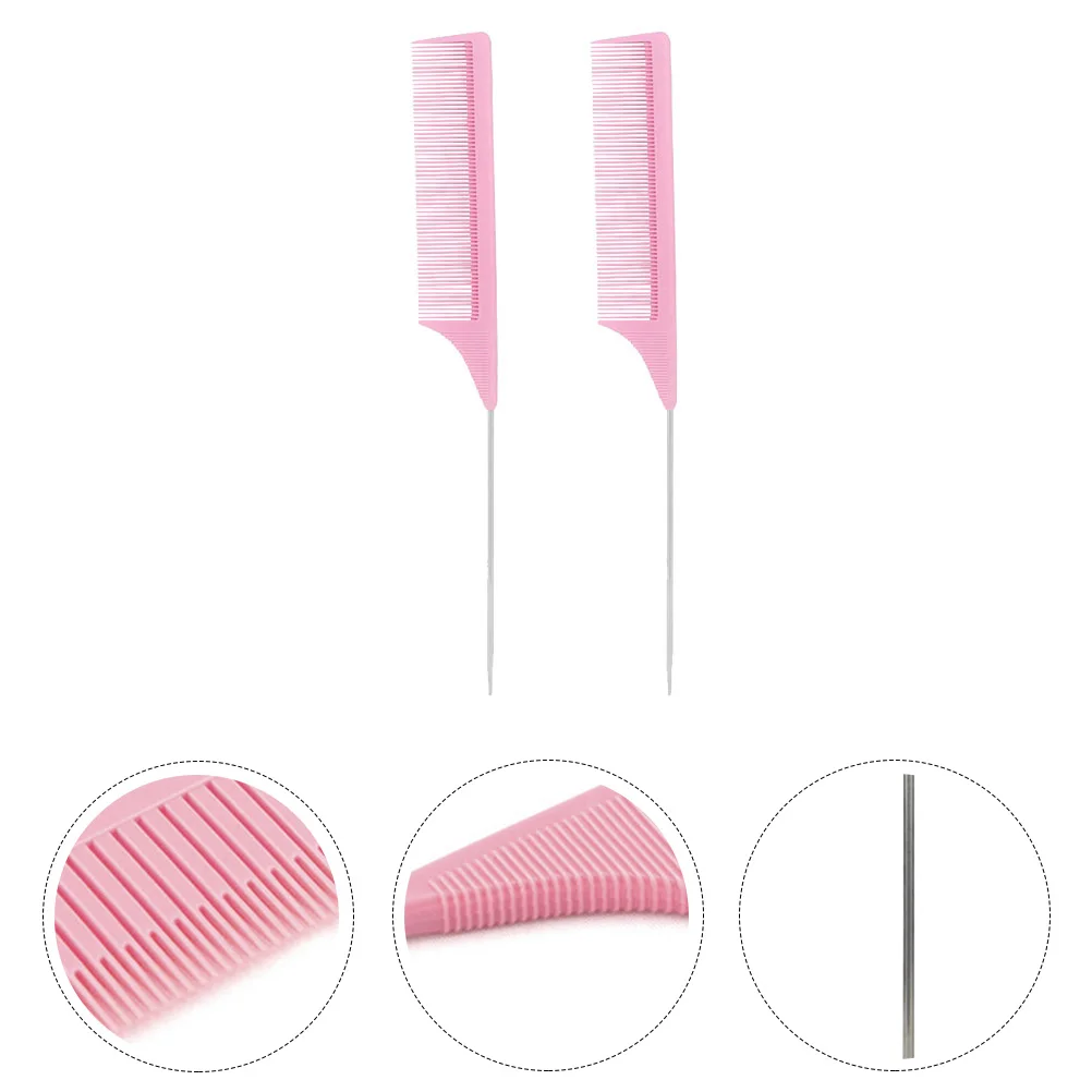 

2Pcs Pintail Combs Set Stainless Steel Hairdressing Comb for Salon Barber Styling Fine Thick Hair Rat Tail Picking Teasing Comb