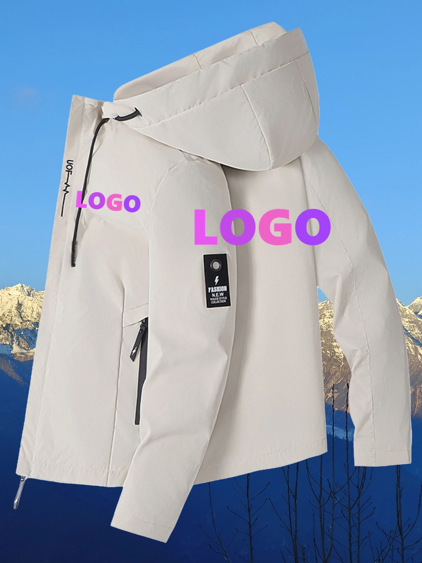 سترة مخصصة للرجال بشعار مخصص - سترة طيران بسحاب كامل مع جيوب بسحاب، معطف بوليستر عالي التحمل للأعمال، Ca #2