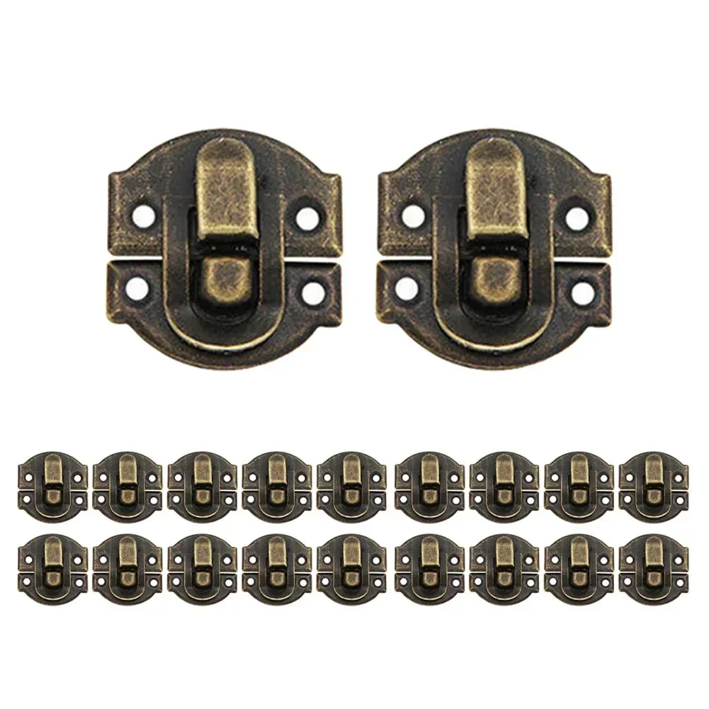 20pcs 20x20mm Antique Hasps Iron Lock Catch Latches For Jewelry Box Buckle Suitcase Buckle Clip Clasp Wood Wine Box Latch