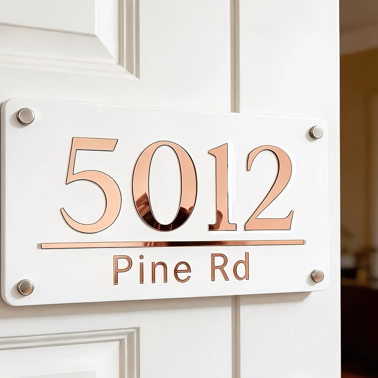 Custom 3D Carved Printed House Number Plate Punchable Self-adhesive Wall Sign for Villa Hotel Home Address Identification Decor