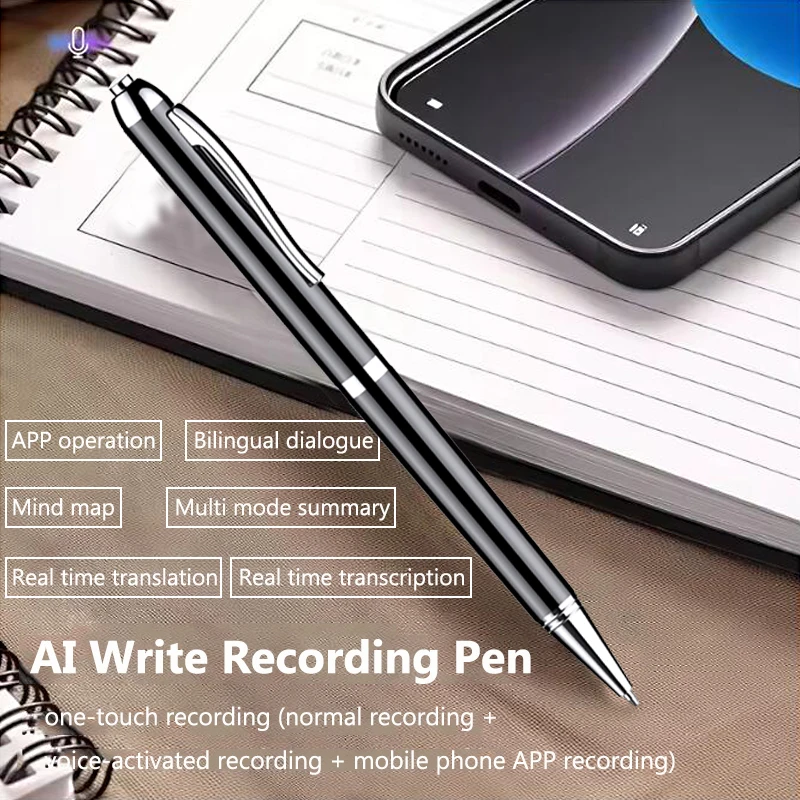 AI Mini Voice Recorder ChatGPT App Control Intelligent Transcription Translation Recording Pen 128GB Translator Audio Dictaphone
