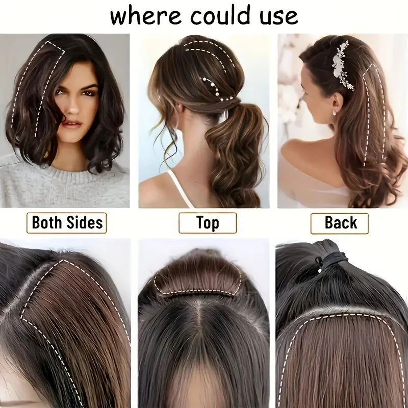 قطعتان من وصلات الشعر الاصطناعية القصيرة المستقيمة بمشبك في دبوس الشعر قطعة واحدة من وسادة الشعر المزيفة للنساء #5