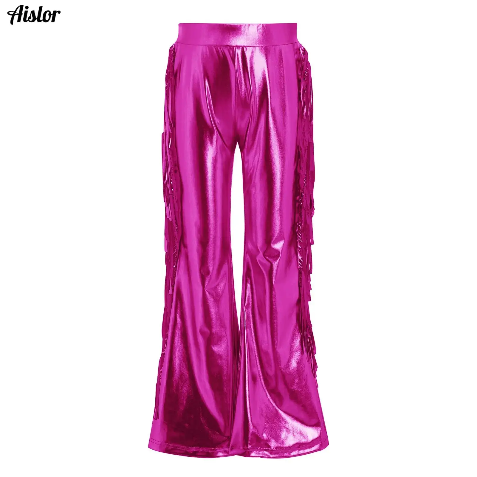 

Sparkling Sequin Tassels Street Dance Costume Kids Jazz Fashion Clothes Boys Girls Hip Hop Stage Performance Bell-Bottom Trouser