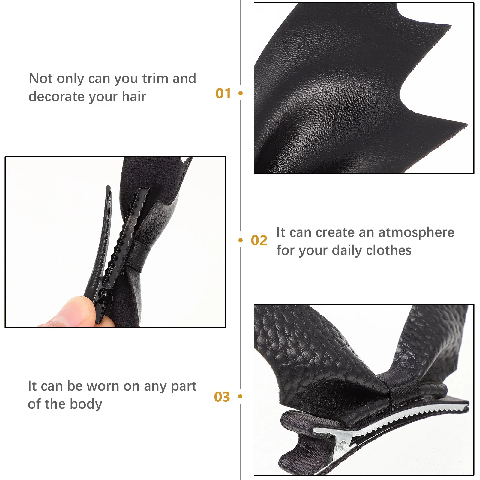 

4Pcs Bat Wing Hair Clips Gothic Style Hair Accessories Moving Wings Design for Halloween Party Masquerade Stage Performance Use