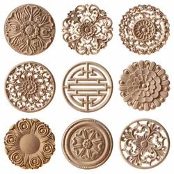 RUNBAZEF Wood Embossed Pillars Carved Decal Corner Onlay Post Shape Applique Frame Door Furniture Wall Unpainted Home Decor