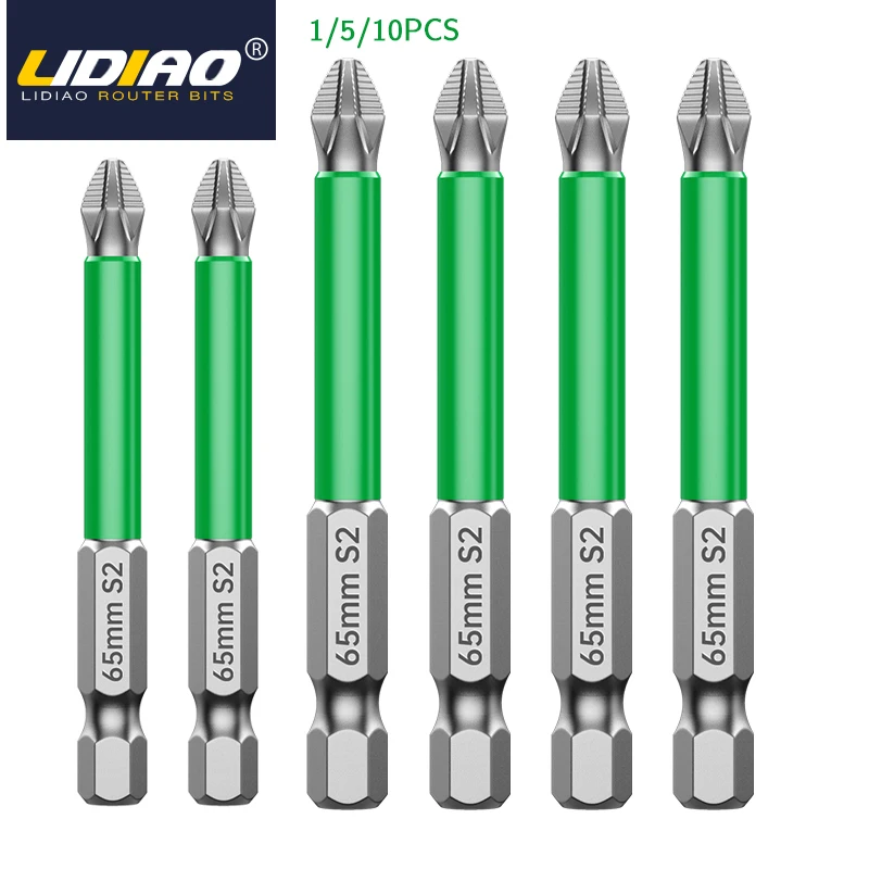 LIDIAO 1/5/10PCS Anti Slip Screwdriver Bit Set High Hardness Strong Magnetic Torque Screwdriver Waterproof Impact Batch Head