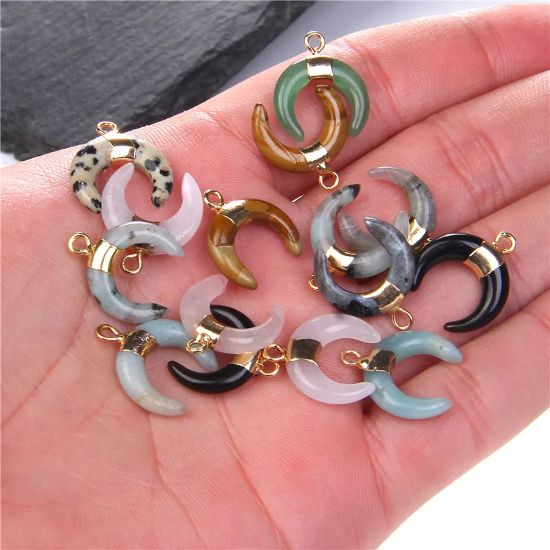5Pcs Mixed Natuursteen Hanger Charms Willekeurige Gem Quartz Jaspers Maken Sieraden Accessoires Voor Vinden Diy Kettingen Oorbellen