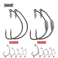 Kingdom Carbon Steel Spring Fishing Hooks 3# 5# 6# 8# 10# Lead Crank Hook With Spring Lock Soft Bait Gear Fishing Accessories