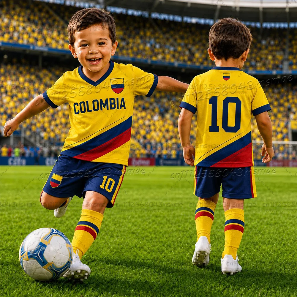 Football Suit T-shirt Shorts For Men and Women Harajuku Colombia Fans T-shirt Shorts Set Children's Sports Suit 2-piece Set