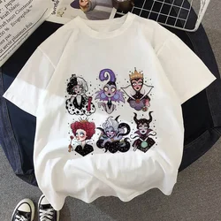 Disney Villains Children T-shirt for Girls Clothes Bad Girl Kawaii Tee Shirts Cartoons Summer Casual Kid Boy Short Sleeve Tops