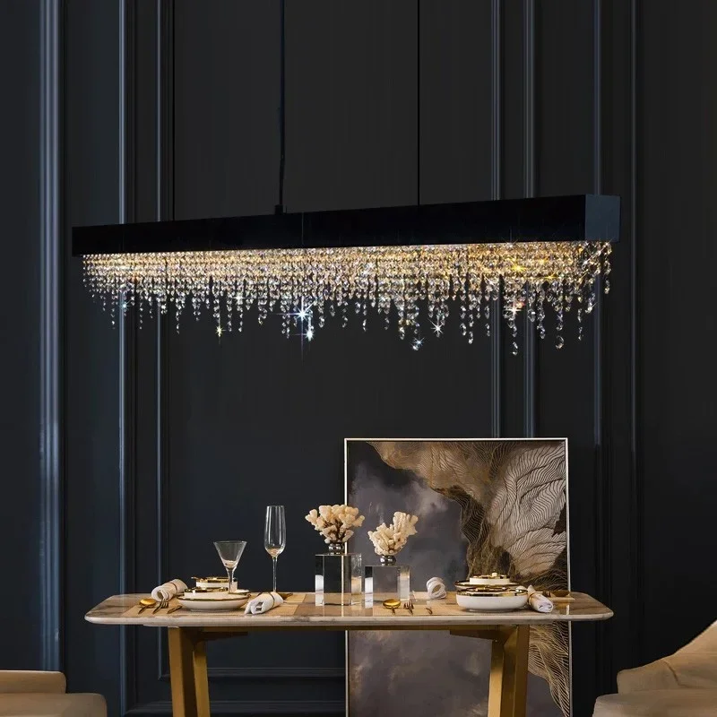 

110v-240v Modern K9 Crystal Chandelier Dining Room Led Hanging Light Fixture Gold/Black Home Decor Indoor Chandelier