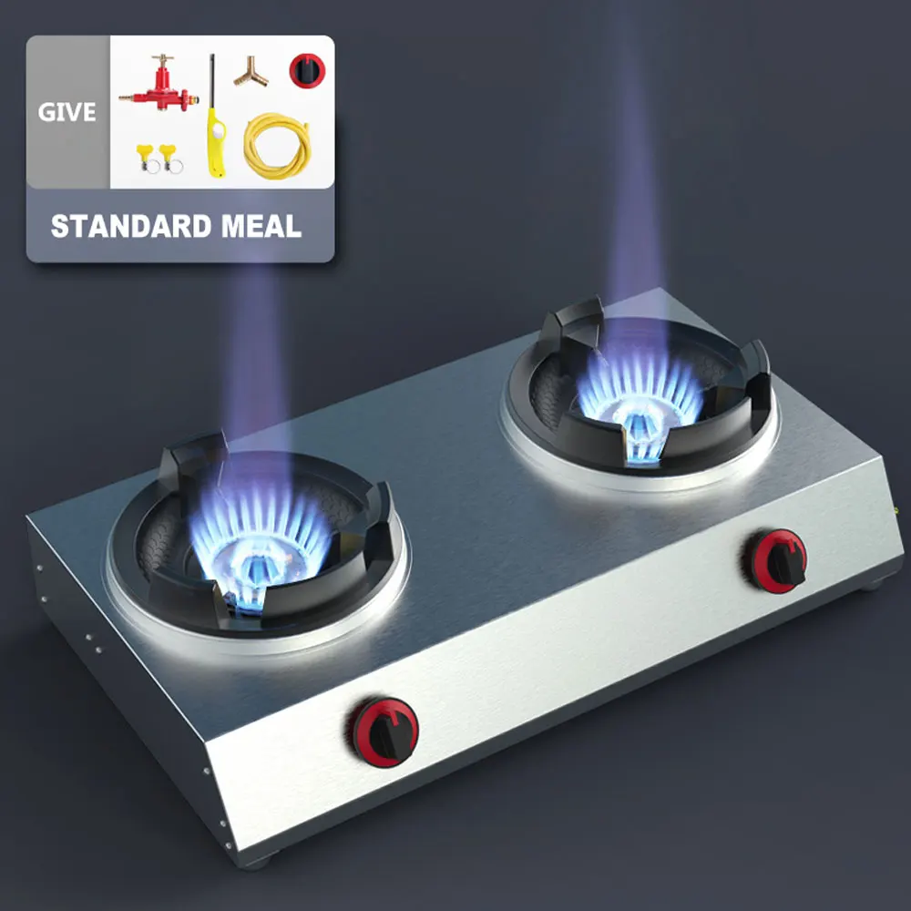 Household Double Gas Stove Cooker High-pressure Gas StoveStove Kitchen Desktop Double kuchenka gazowa