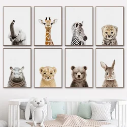 Baby Room Animal Wall Canvas Painting Elephant Giraffe Bear Wall Art Prints Picture Nordic Art Poster for Kid Room Nursery Decor