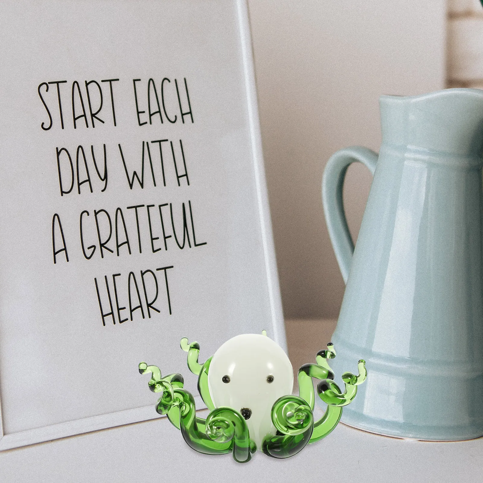 

Mini Glass Octopus Decor Exquisite Craftsmanship Long Lasting Table Desktop Garden Micro Landscaping Decoration