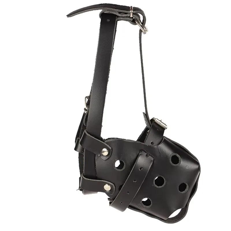 

Factory Manufacturer Leather Black Steel Dog Muzzle Dog Tactical Training Dog with Soft Collar