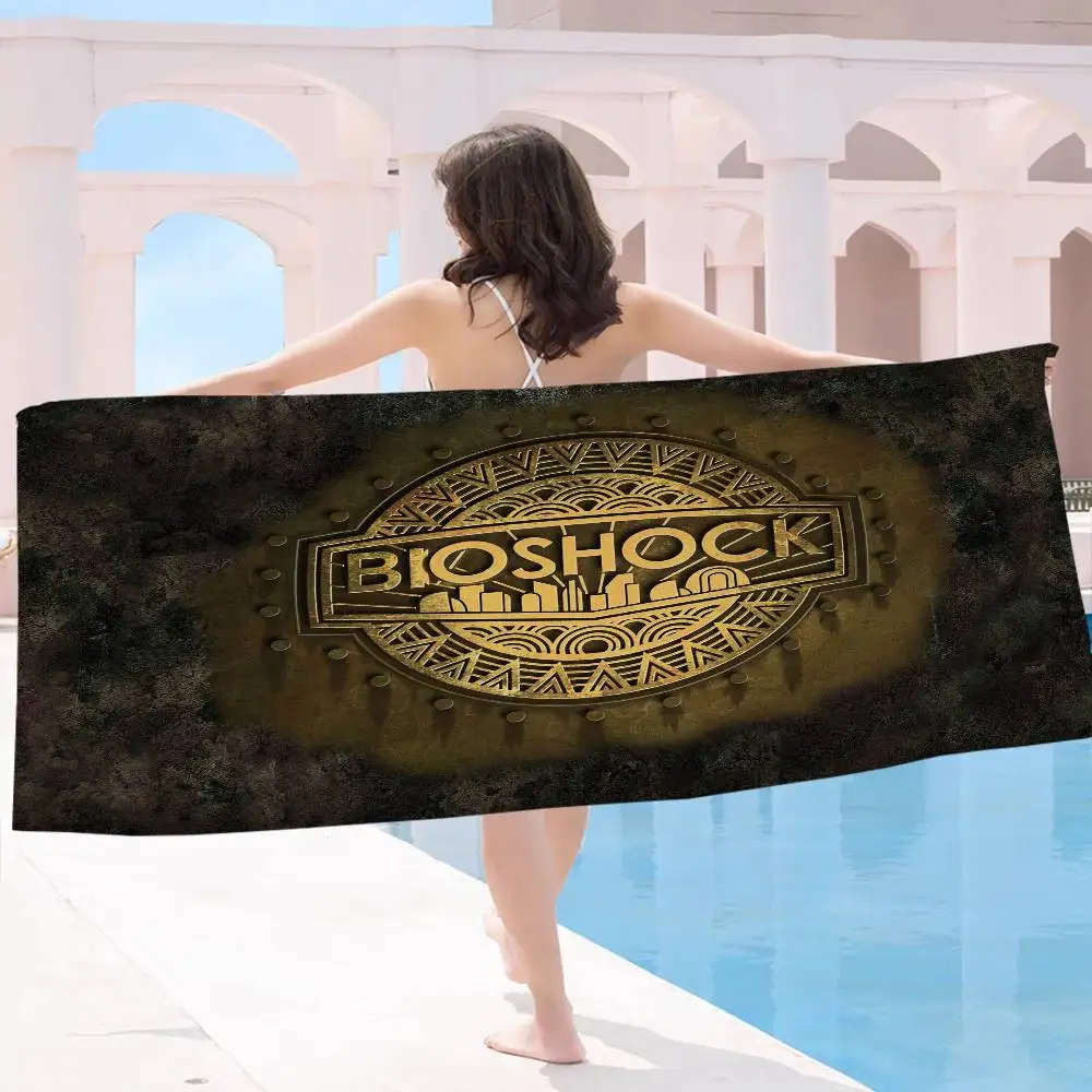 Serviette de bain rétro B-Bioshock R-Rapture, en microfibre, douce, absorbant l'eau, respirante, pour filles et enfants, serviette décorative de dessin animé