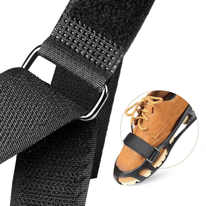 Capa de sapato anti-skid crampon, tachas, correias para escalada, neve, gelo, ajustável, alça de pasta mágica para sapatos, 2 peças